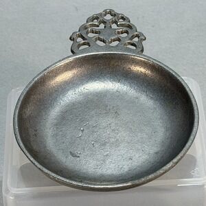 Vintage DuraCast Hand Crafted USA Cast Metal Trinket Dish DC‎ 6213 Ornate Handle